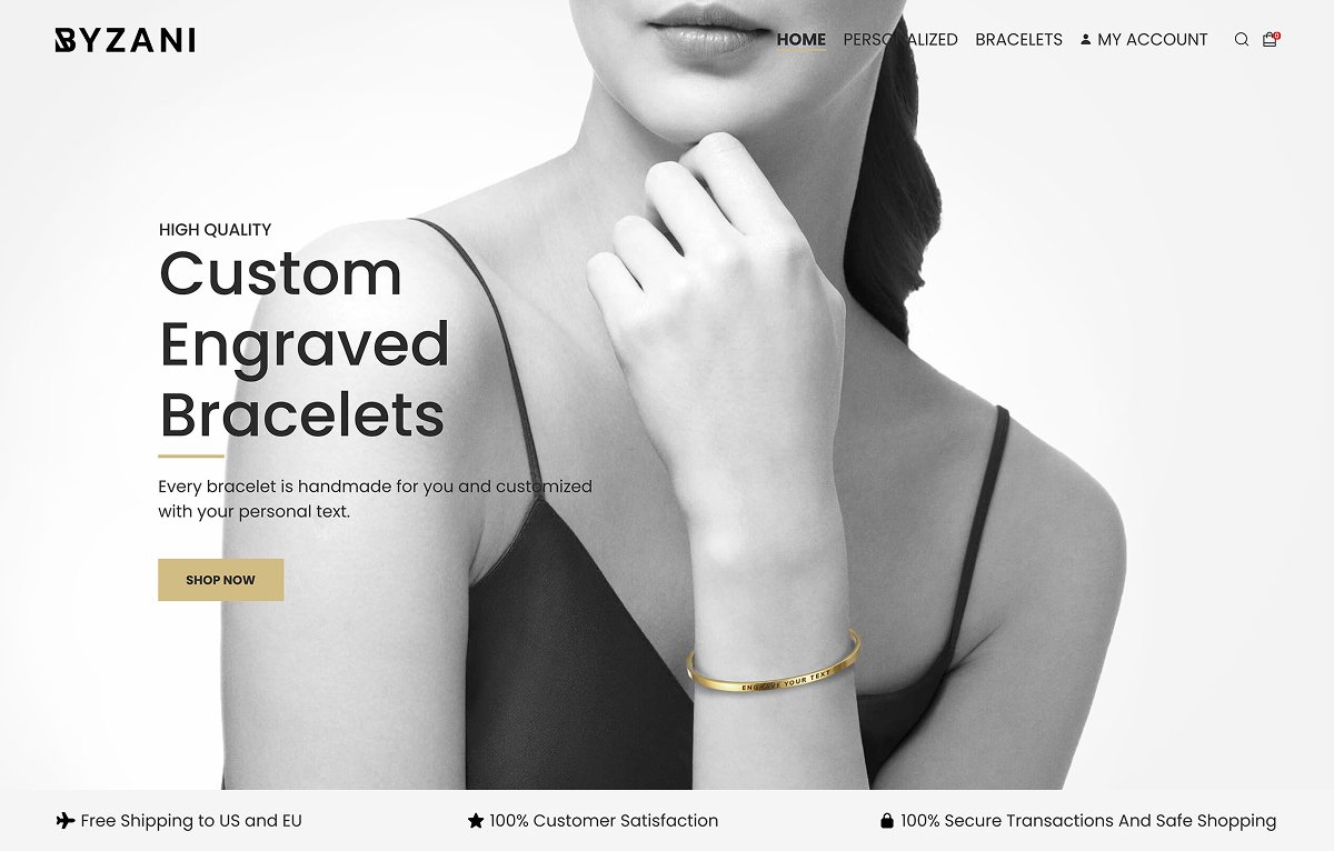 Byzani website screen 1